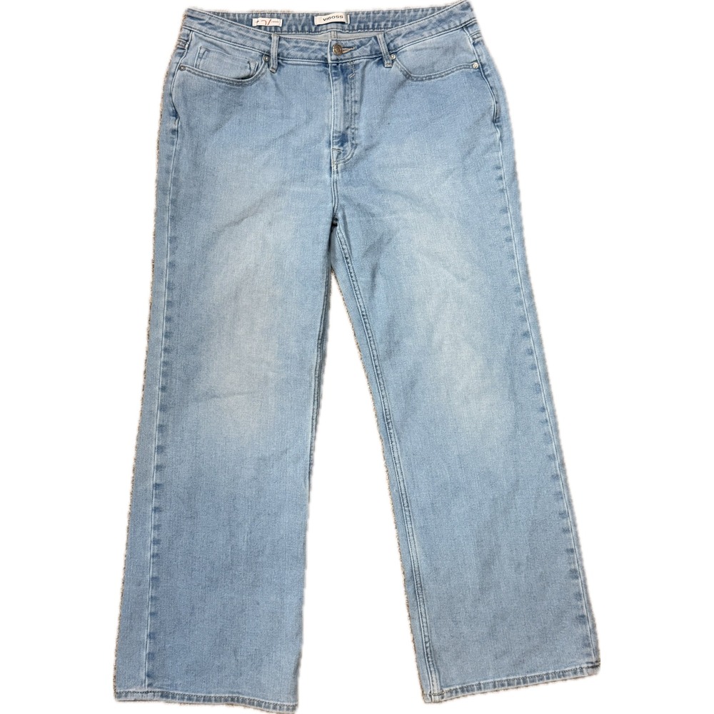 Vigoss Womens Wide Leg Jeans Light Wash Denim Size 33 Relaxed Fit